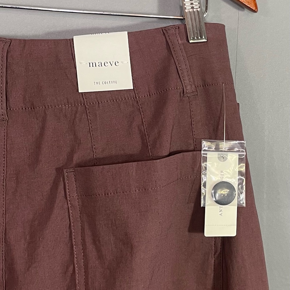 Anthropologie Maeve The Colette Cropped Wide Leg Pant Tall Linen Blend Cocoa NWT - Picture 7 of 15